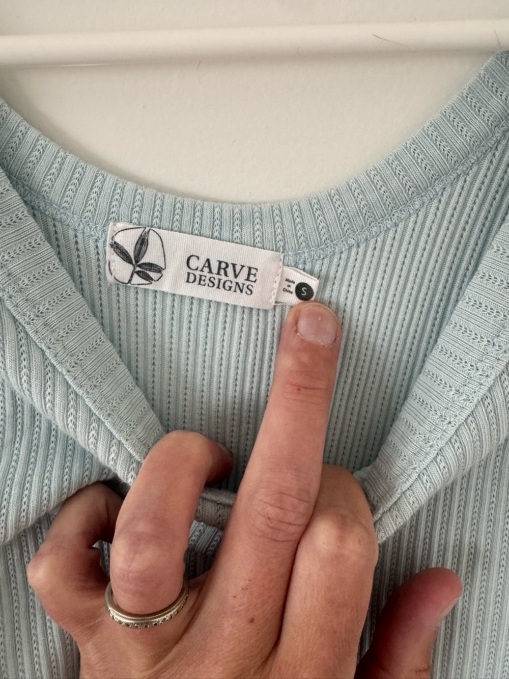 Carve Designs Ribbed Scoop Tank - Pale Blue - Picture 2 of 2